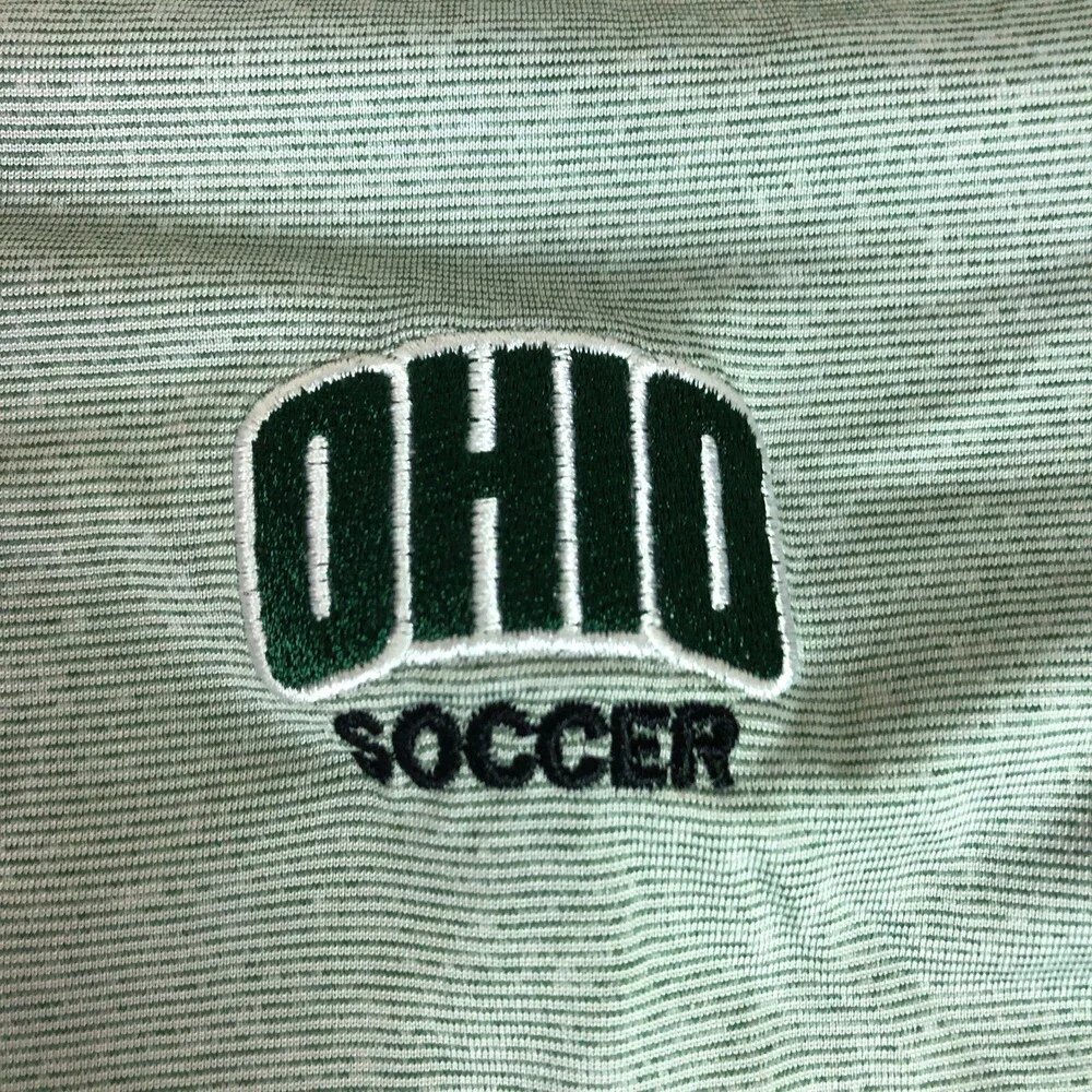 Ohio Bobcats Womens Shirt Medium Green Tee‎ Short Sleeve Striped Top NCAA Soccer